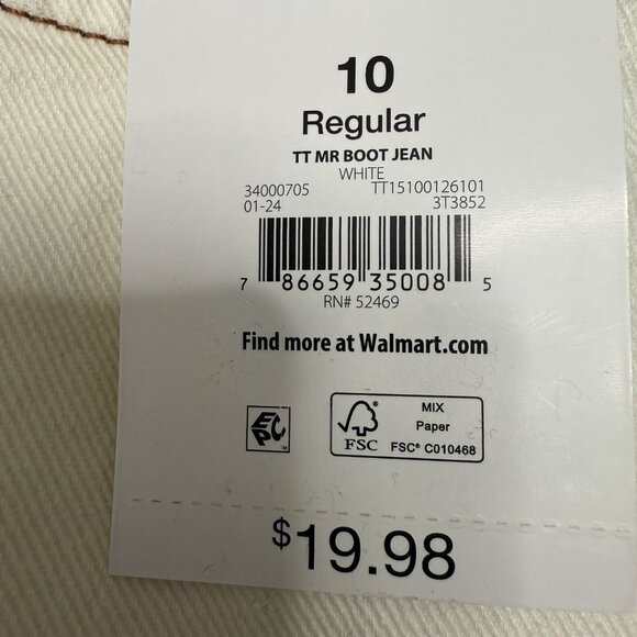 Time And Tru Womens Size 10 White Bootcut Jeans Regular - Picture 4 of 10